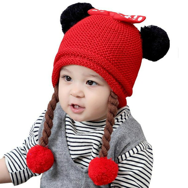 Details about   Infant Toddler Winter Warm Knitted Hat Wool Cotton Fitted Strap Outdoor Wear New